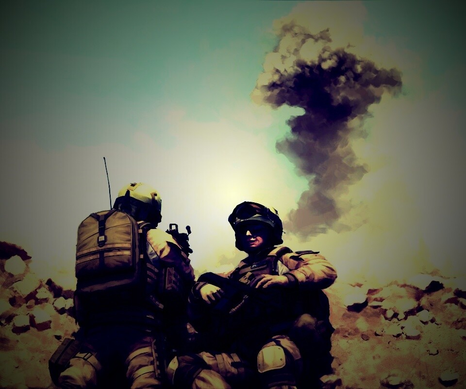 Солдаты в пустыне обои