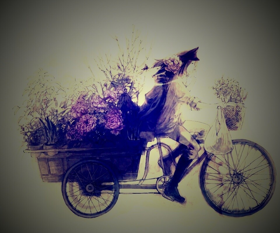 Развозчик цветов в пастельных тонах обои