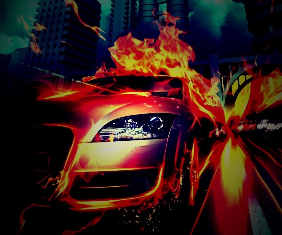 Ауди в огне обои