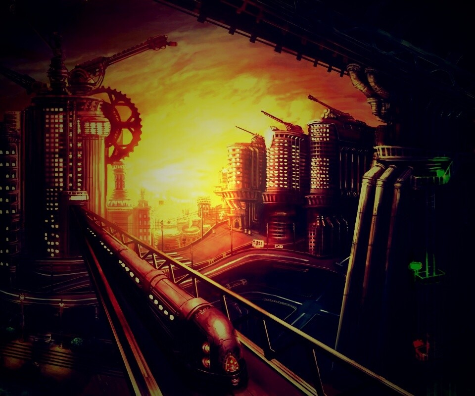 Город из мира стимпанк обои