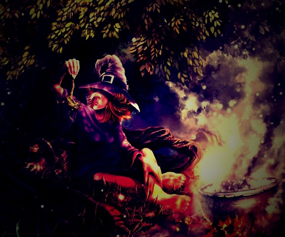 Ведьма варит зелье обои