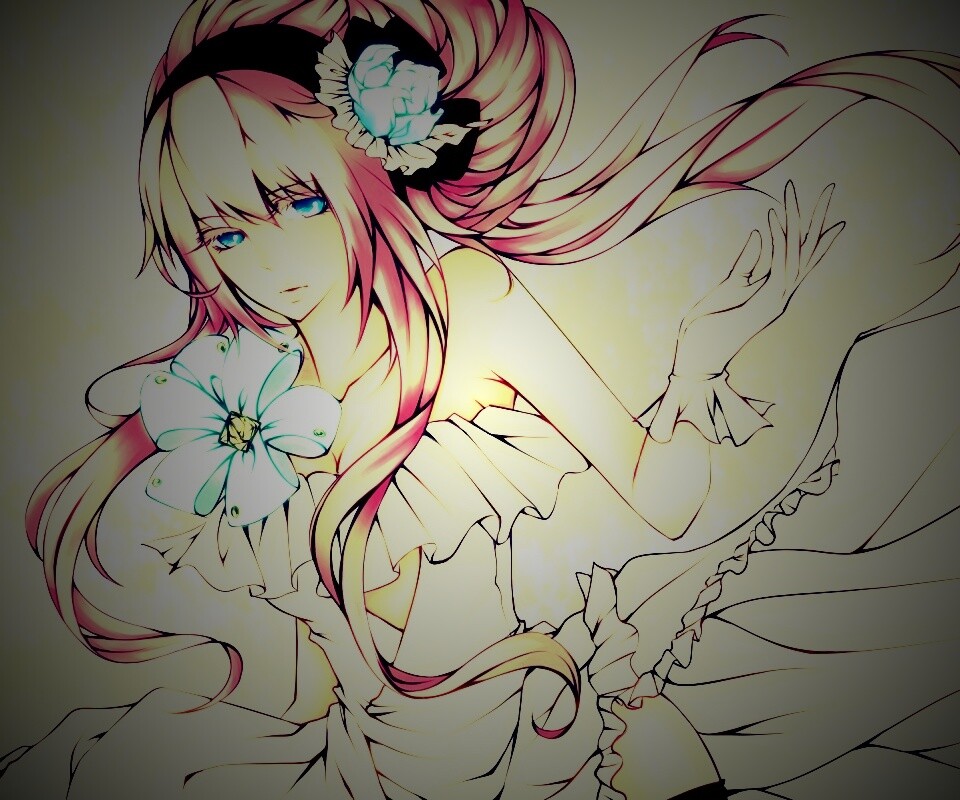 Розововолосый вокалоид обои