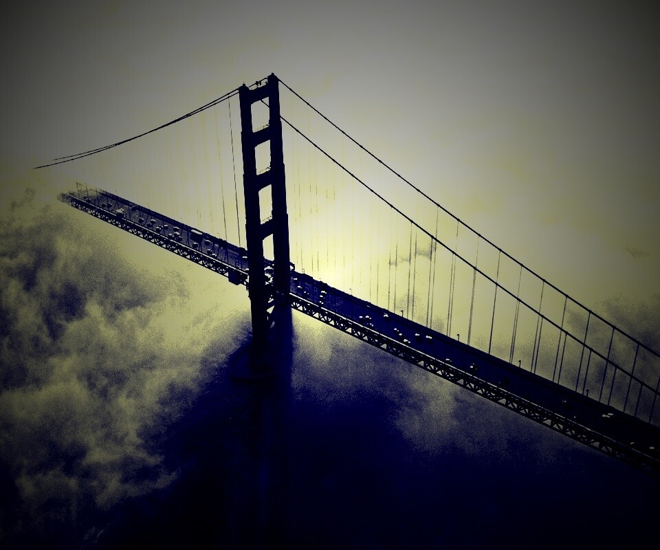 Мост Золотые ворота утопает в тумане обои