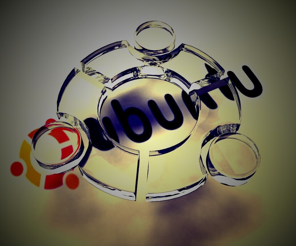 Стеклянный логотип ubuntu обои