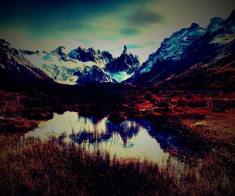 Болота на фоне гор обои