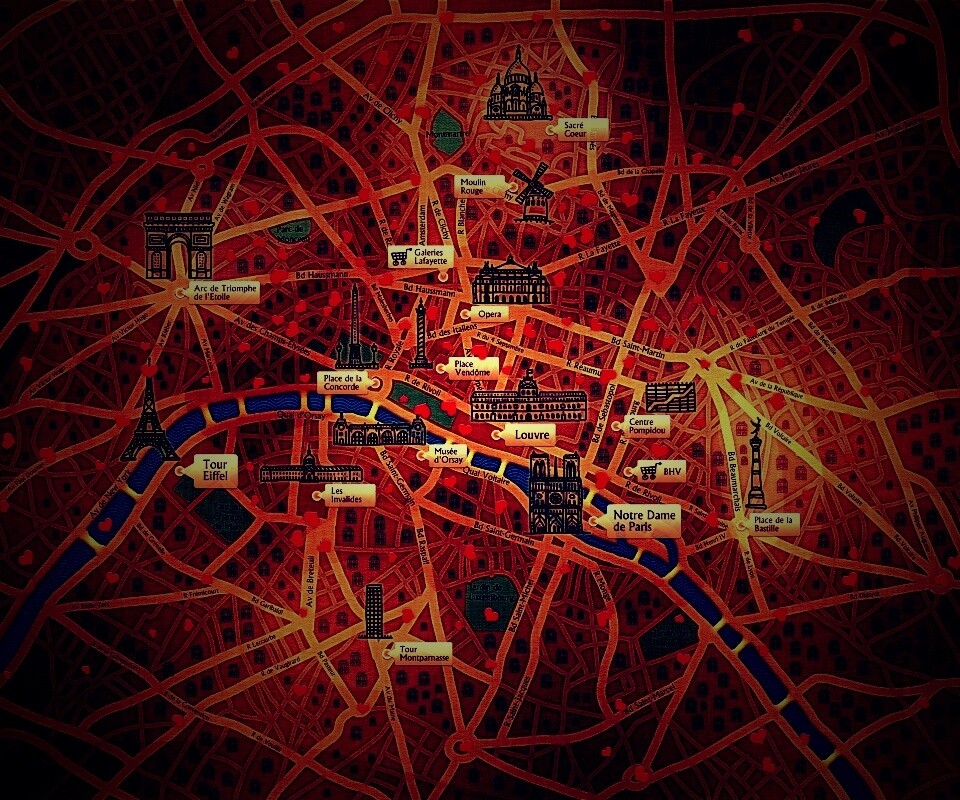 Карта Парижа обои