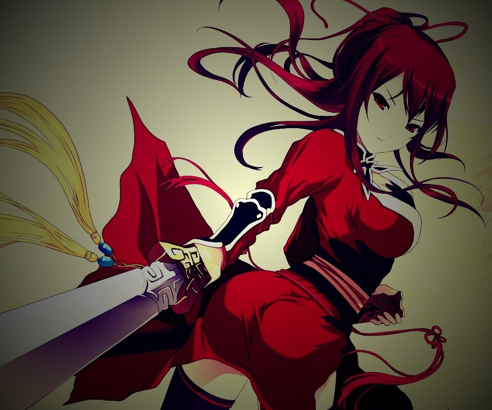 Рыжая девочка с мечем обои