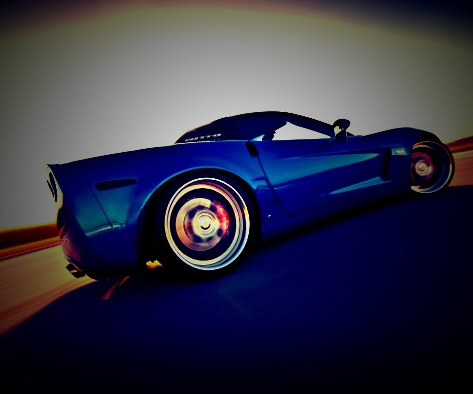Гоночный спорткар синего цвета обои