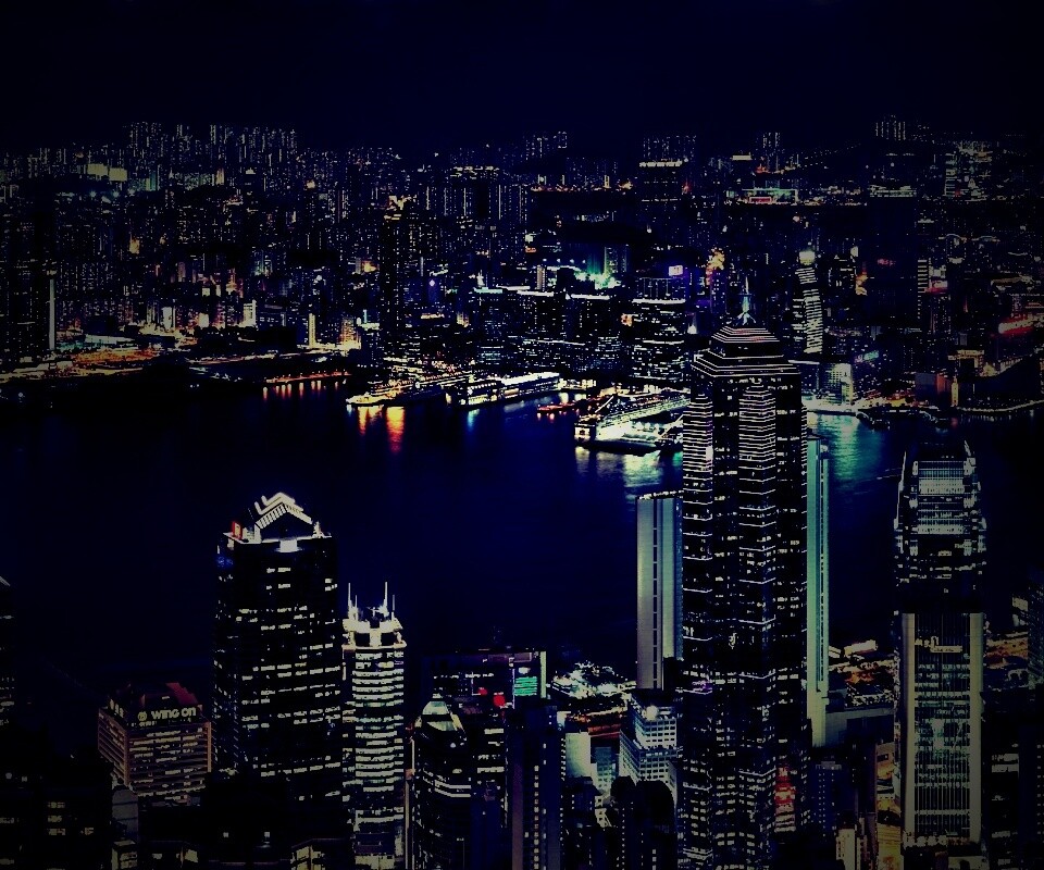 Небоскребы ночью обои