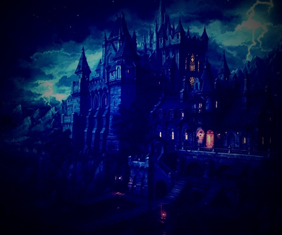 Замок ночью обои