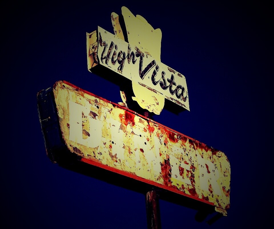 Вывеска заброшенного ресторанчика обои