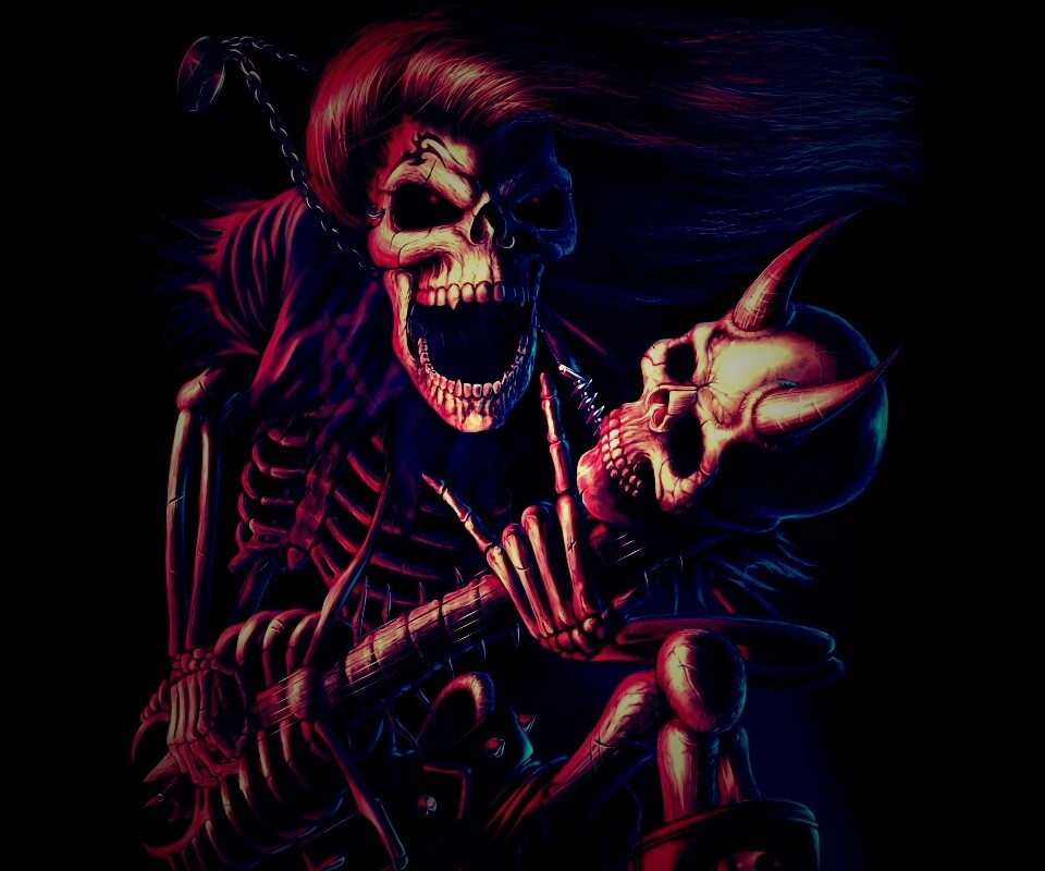 Скелет играет на скелет-гитары обои