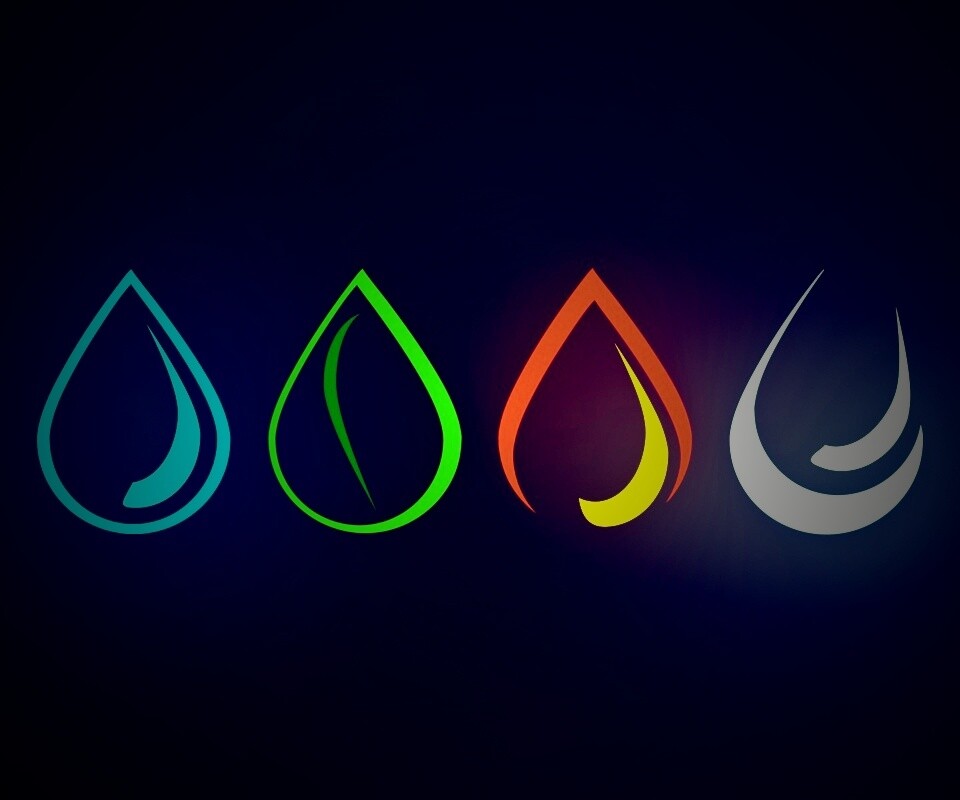 Четыре стихии в каплях обои