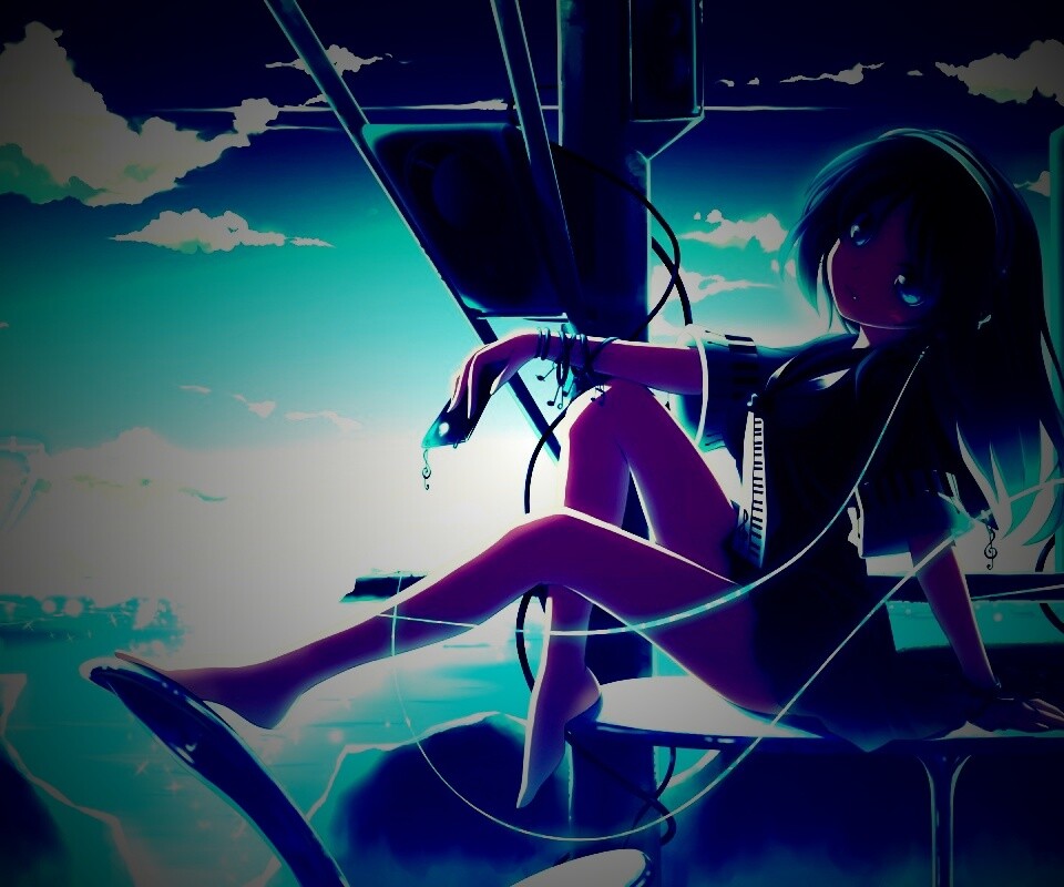 Девочка с плеером обои