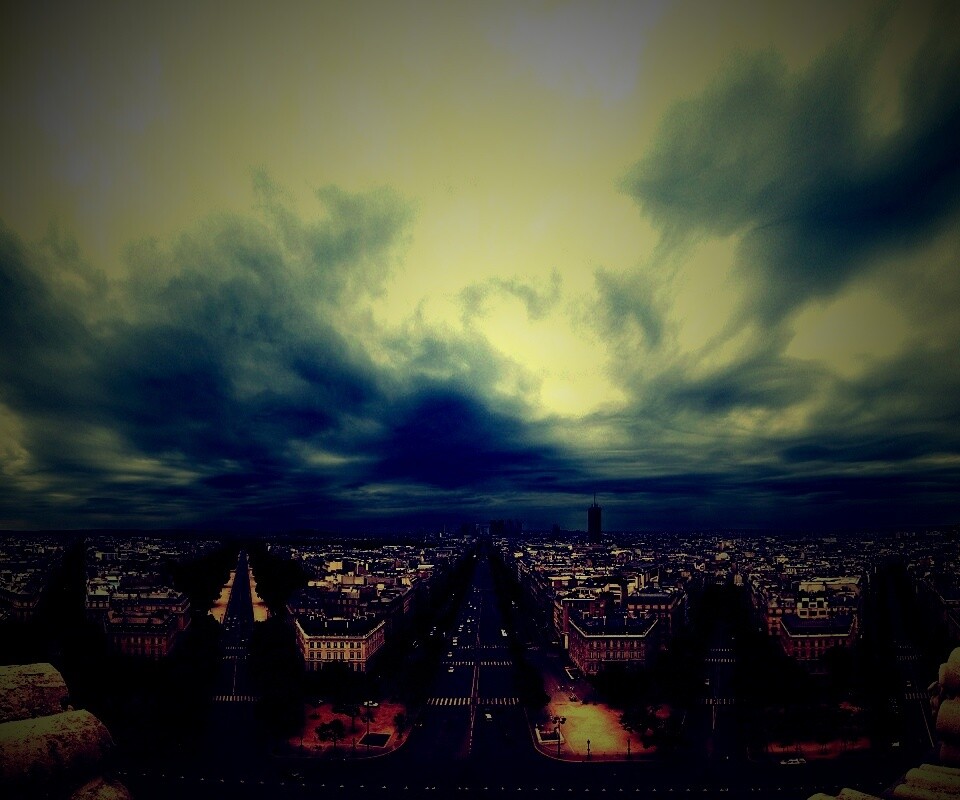 Париж широкоугольным объективном обои