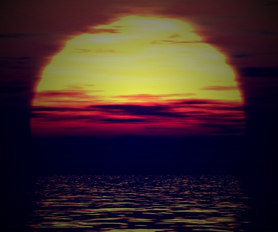 Закат над морской гладью обои