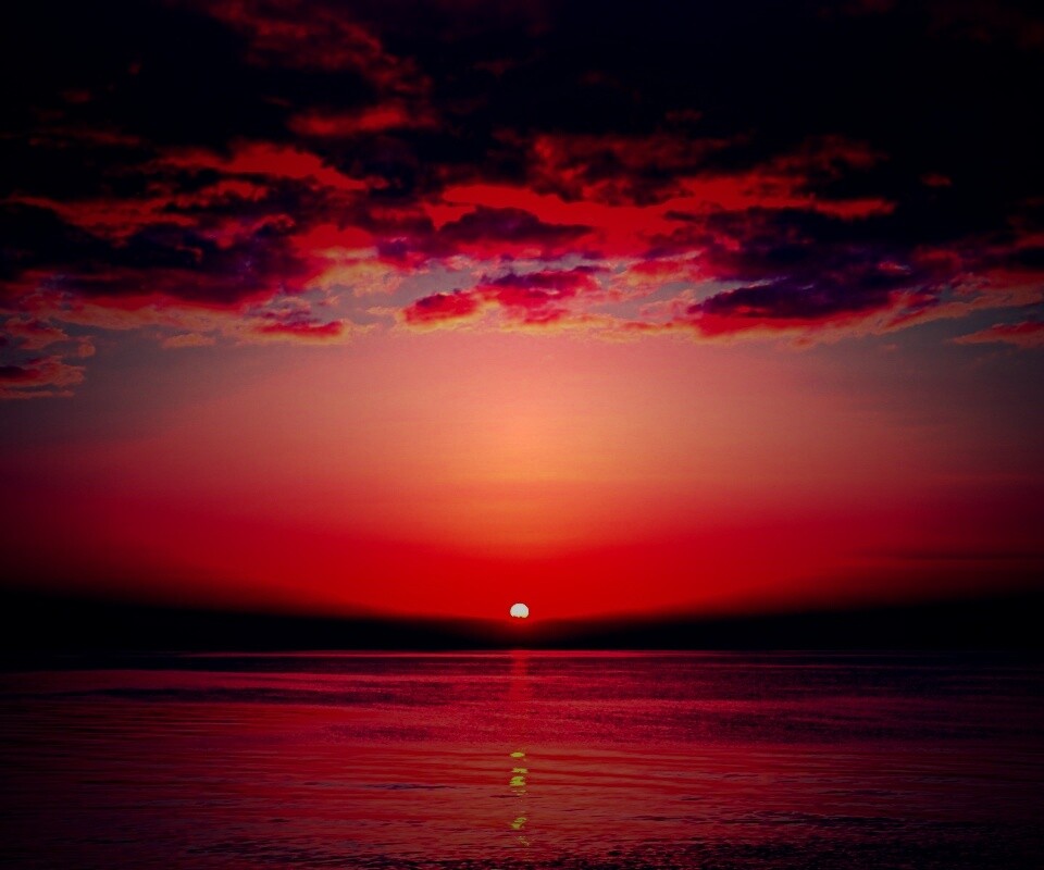 Багровый закат обои