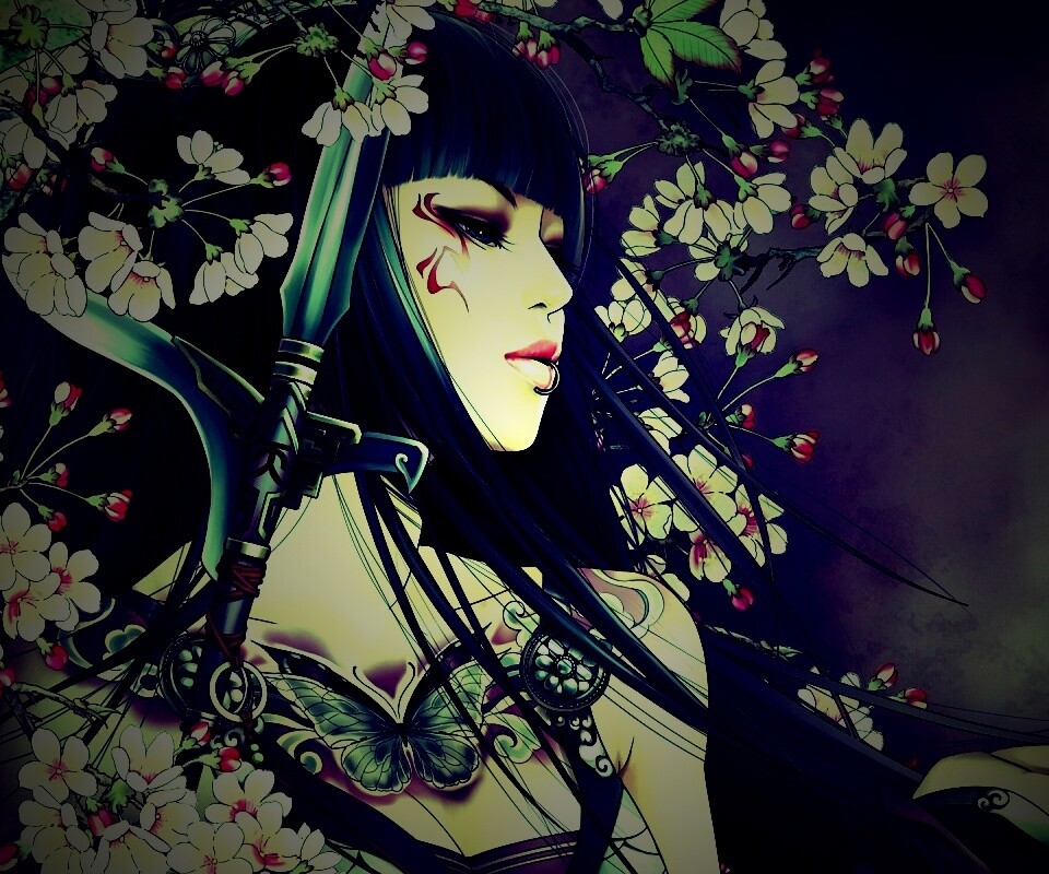 Элегантная девушка с оружием обои