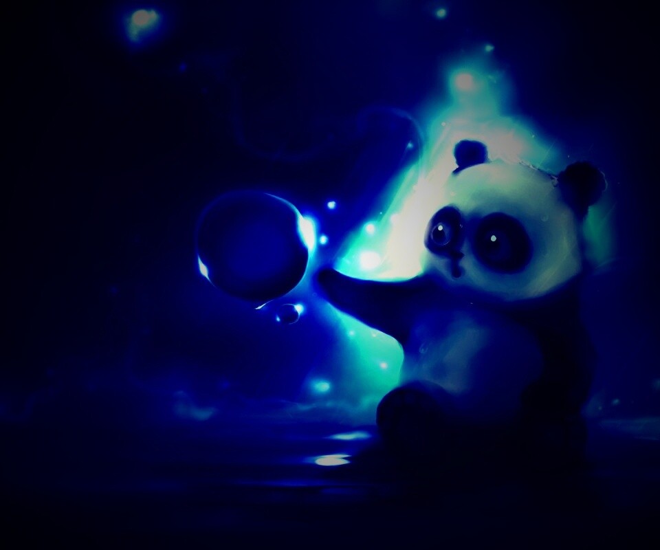 Панда и пузырек обои