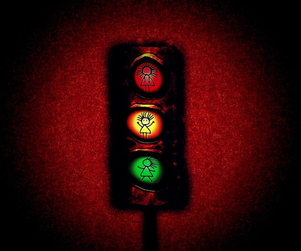 Нарисованный светофор обои