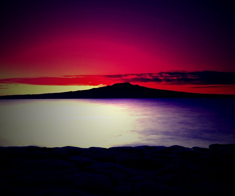 Закат за островом Рангитото обои