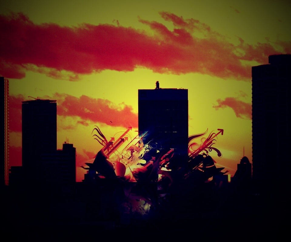 3D абстракция прямо в городе обои