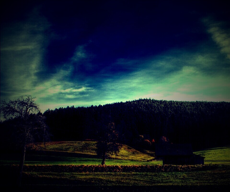 Домик в поле обои