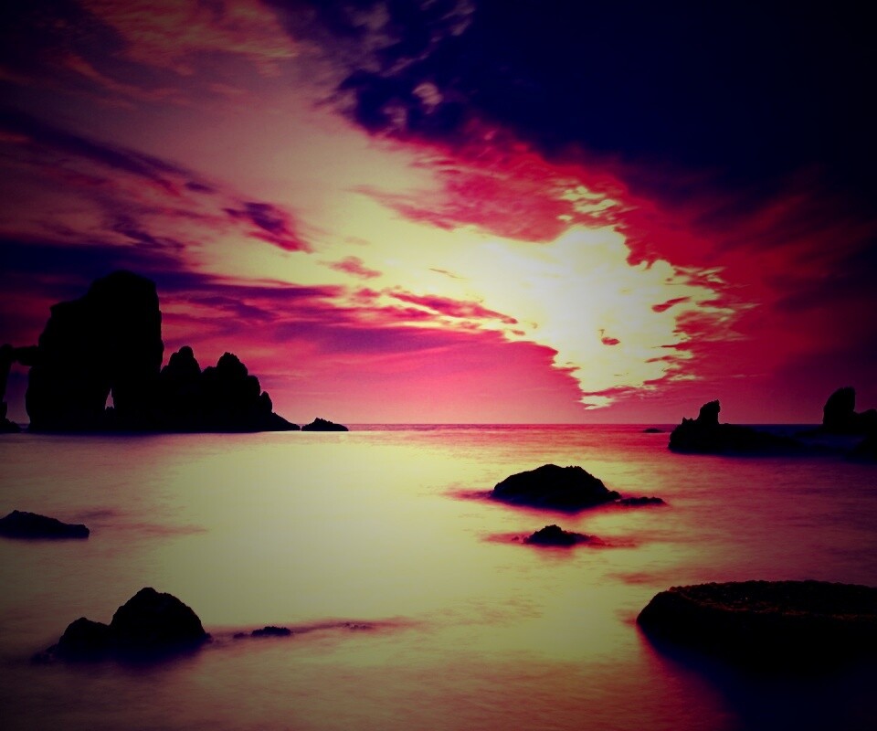 Закат на море обои