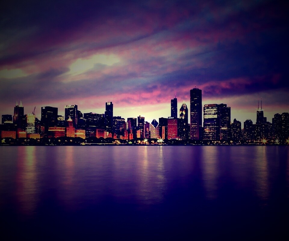 Чикаго с воды обои