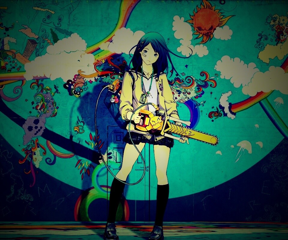 Девушка с бензопилой обои