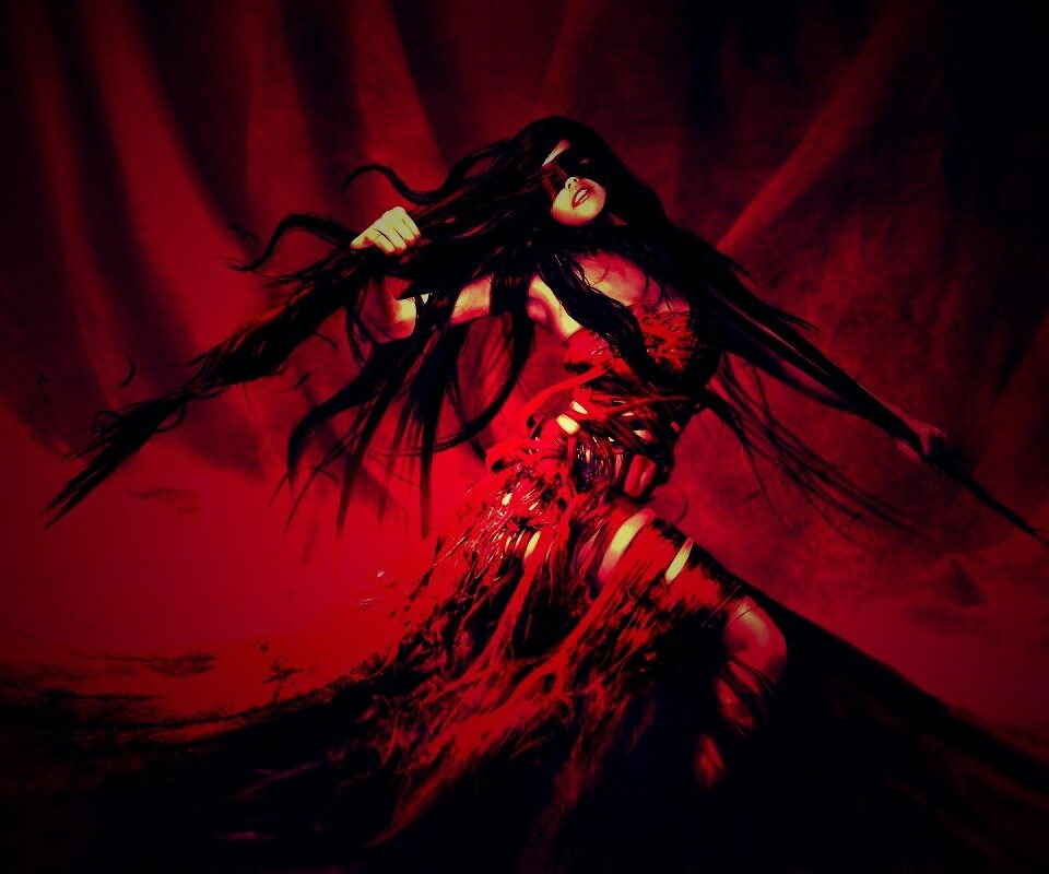 Девушка в красной мантии обои