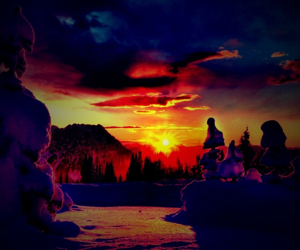 Зимнее солнце обои