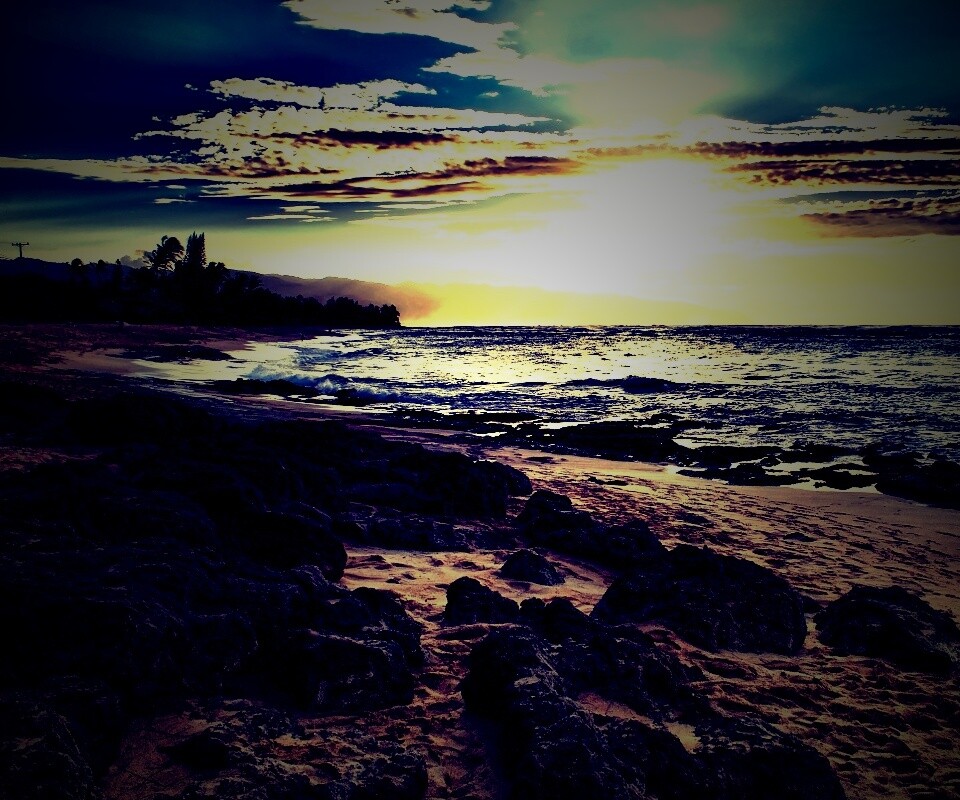 Закат на море обои