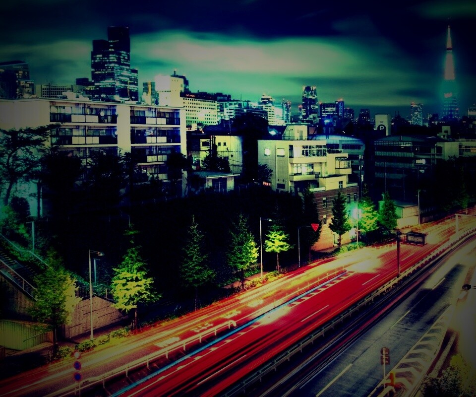 Светящийся город обои