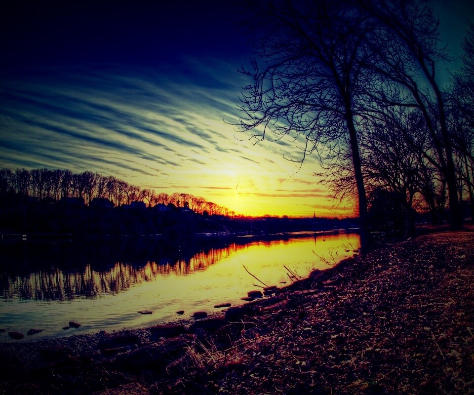 Осенний закат обои