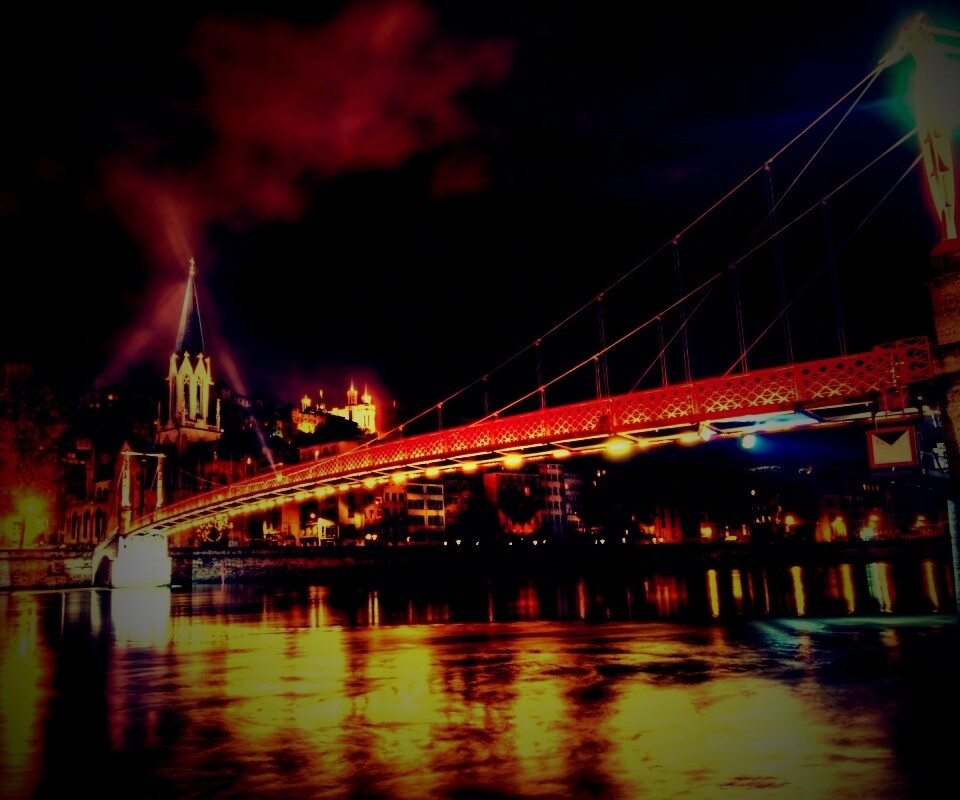 Ночная подсветка моста обои
