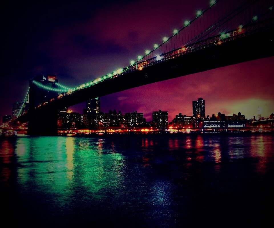 Мост в огнях обои