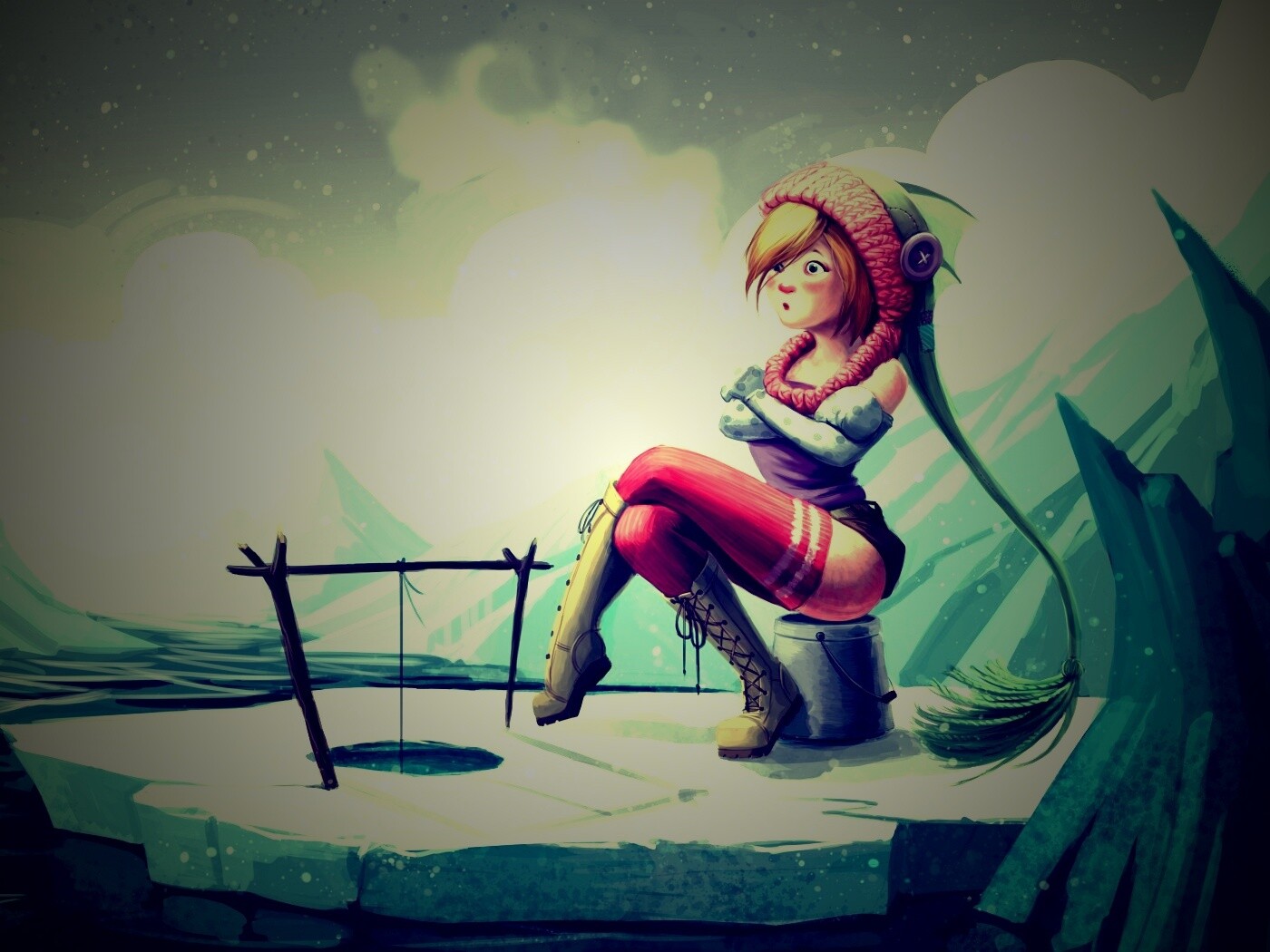 Тяготы зимней рыбалки обои