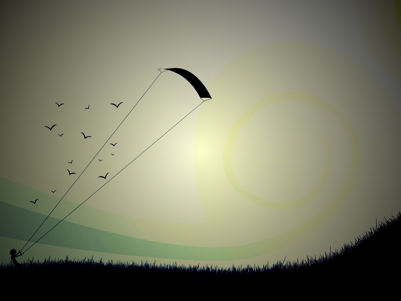 Запуск воздушного змея обои