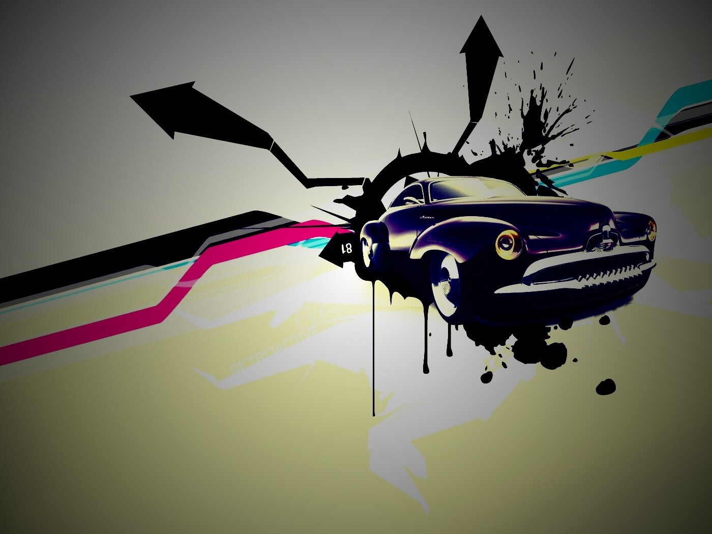 Абстракция с ретро авто обои