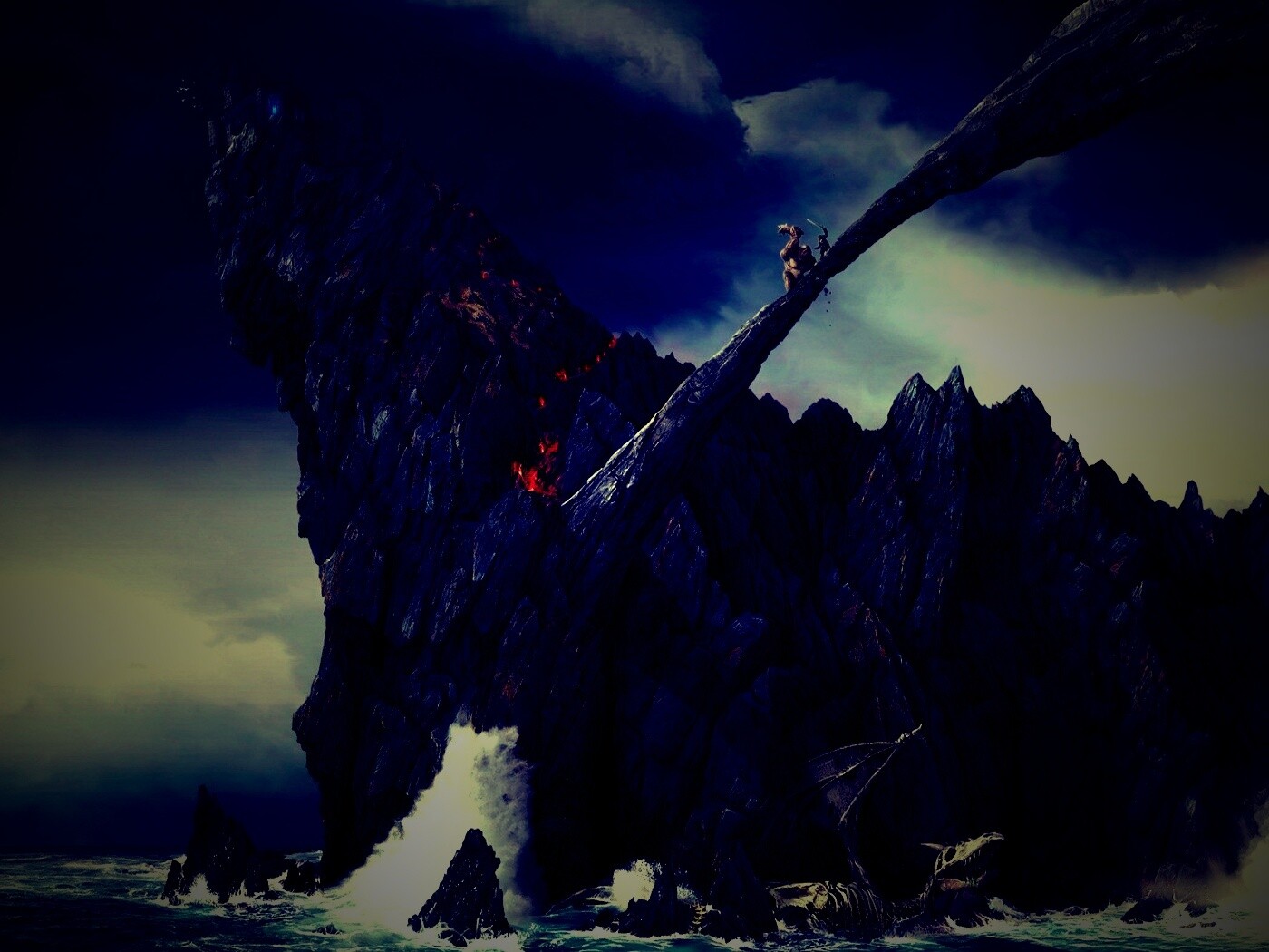 Бой на скале обои