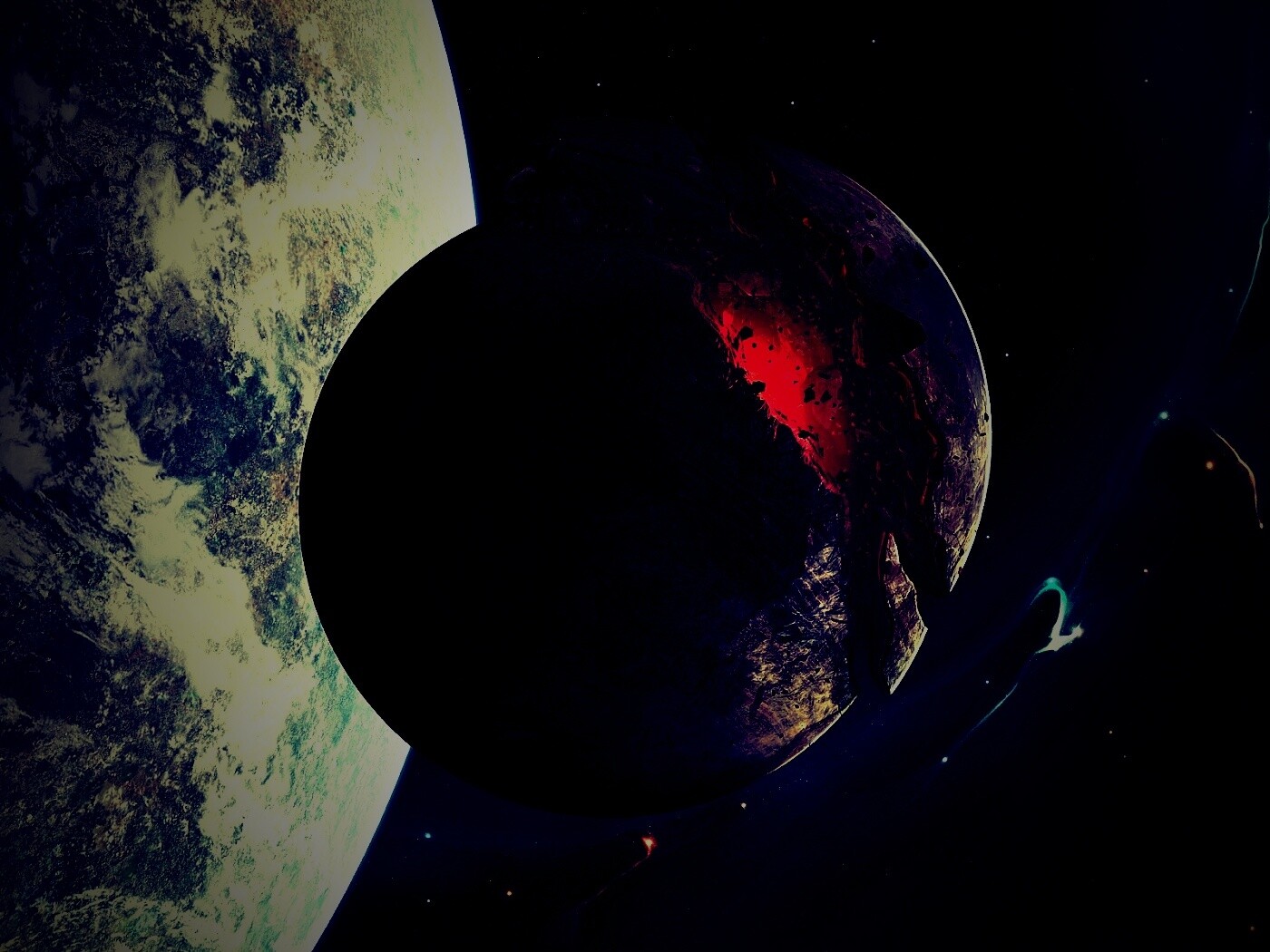 Спутник раскалывается пополам обои