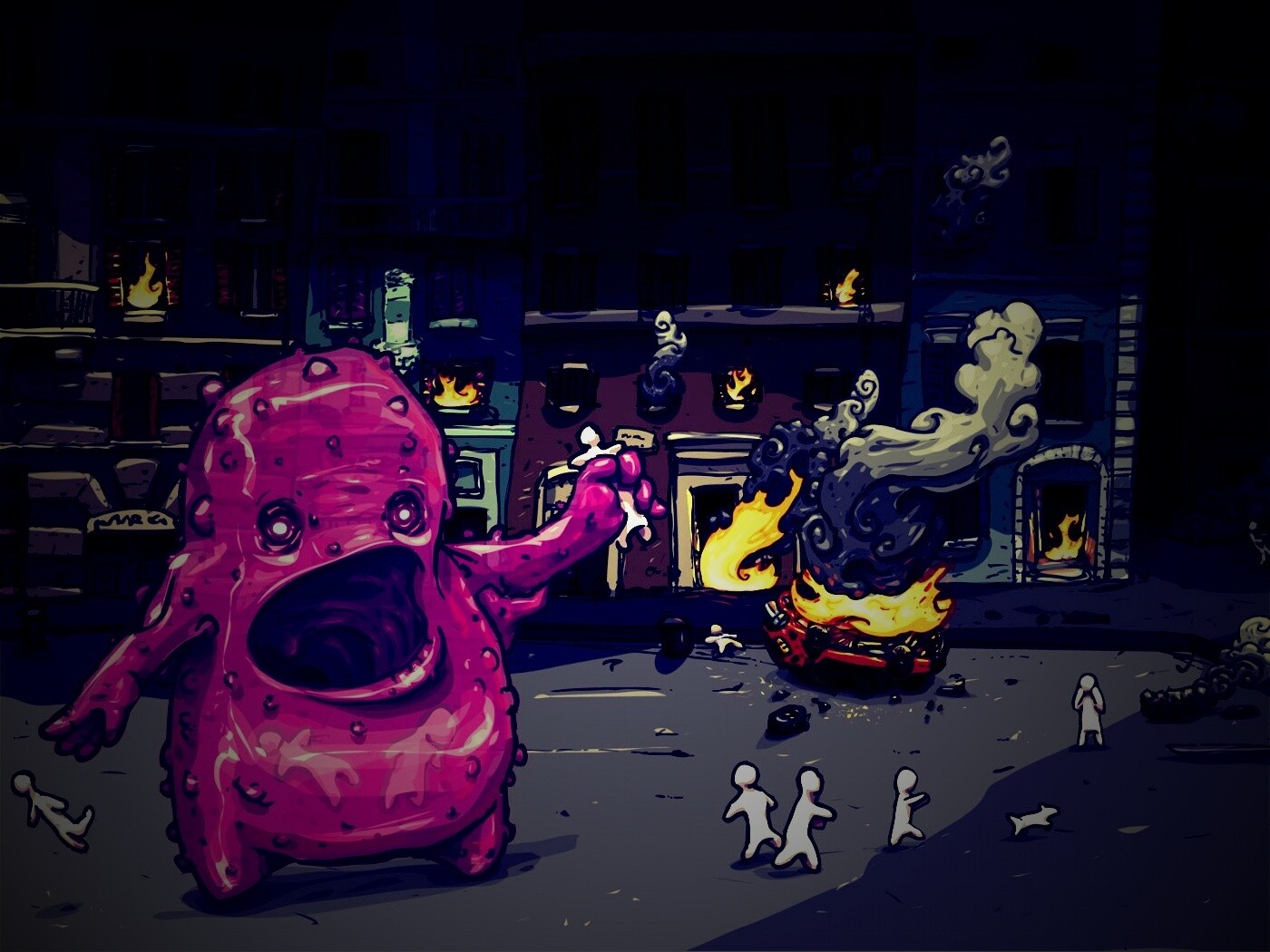 Монстр жрет людей обои