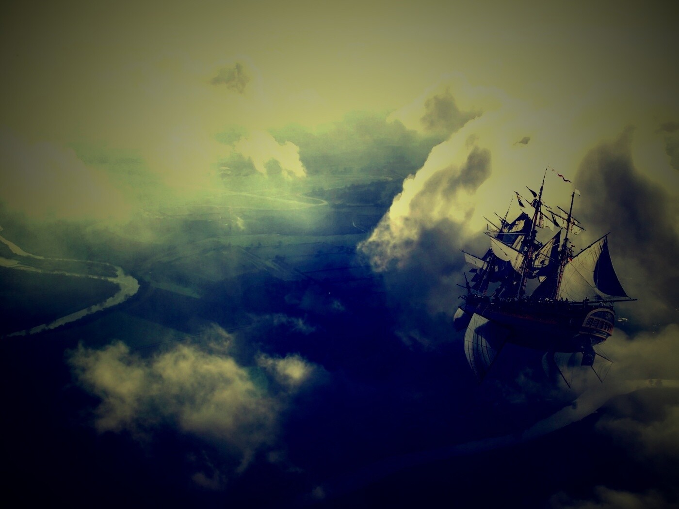 Летающий корабль обои