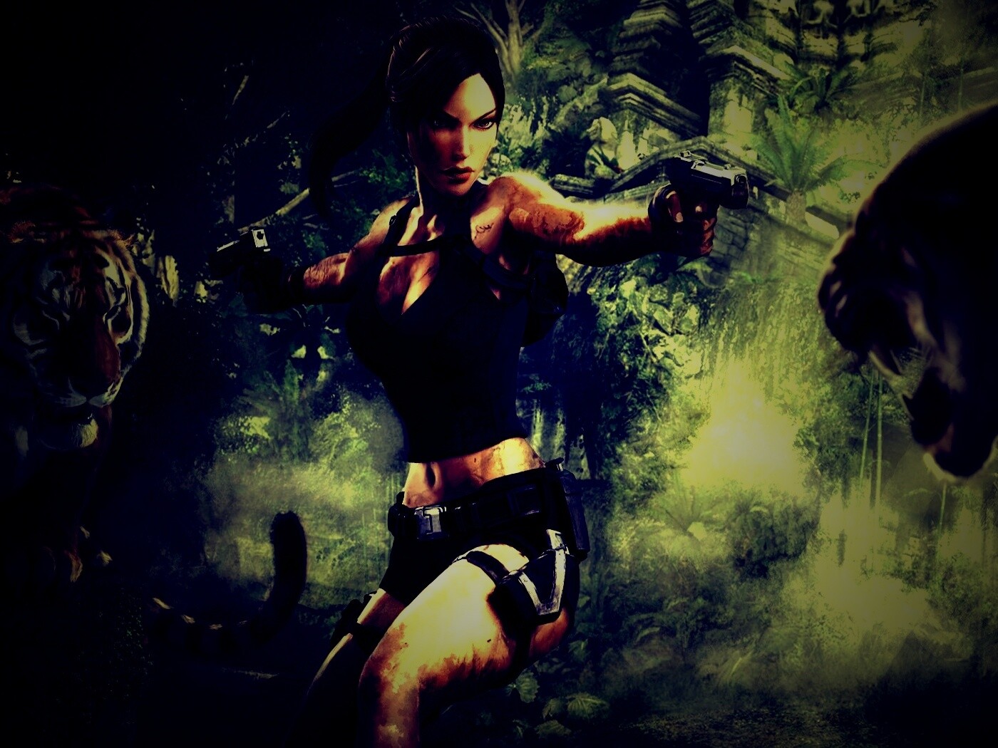 Лара Крофт протв тигров обои