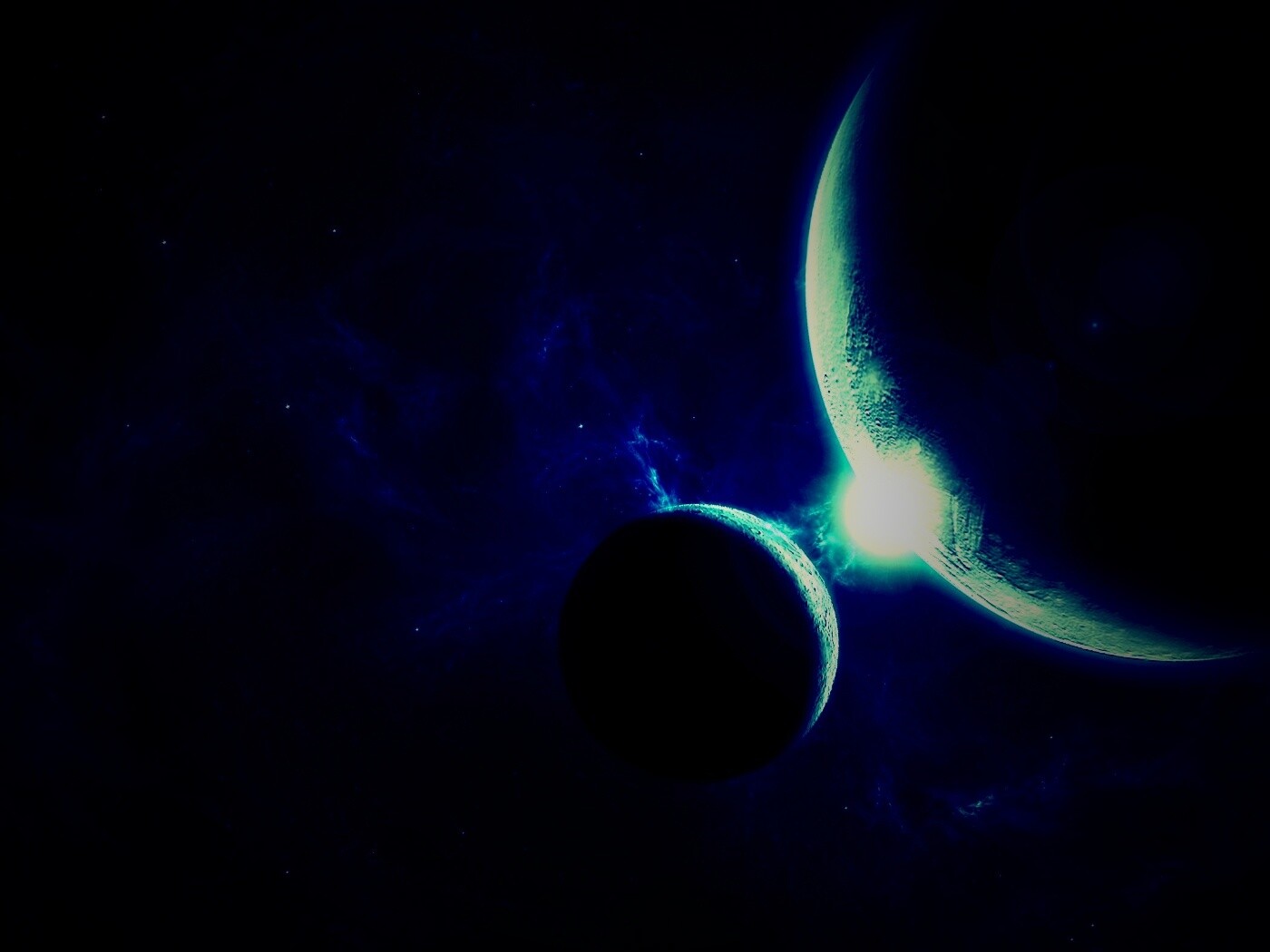 Планета и спутник обои