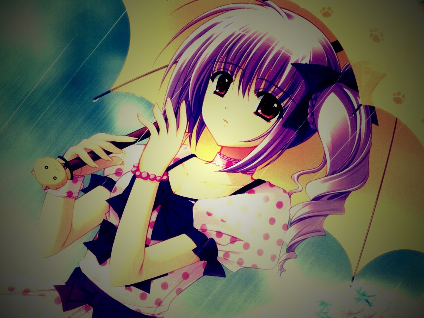 Девочка с зонтиком обои