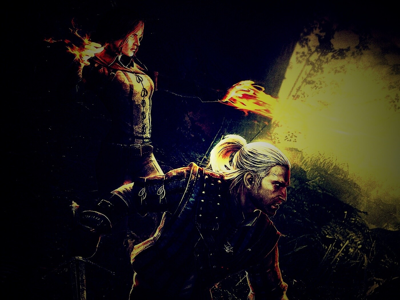 Геральт и Трисс в бою обои