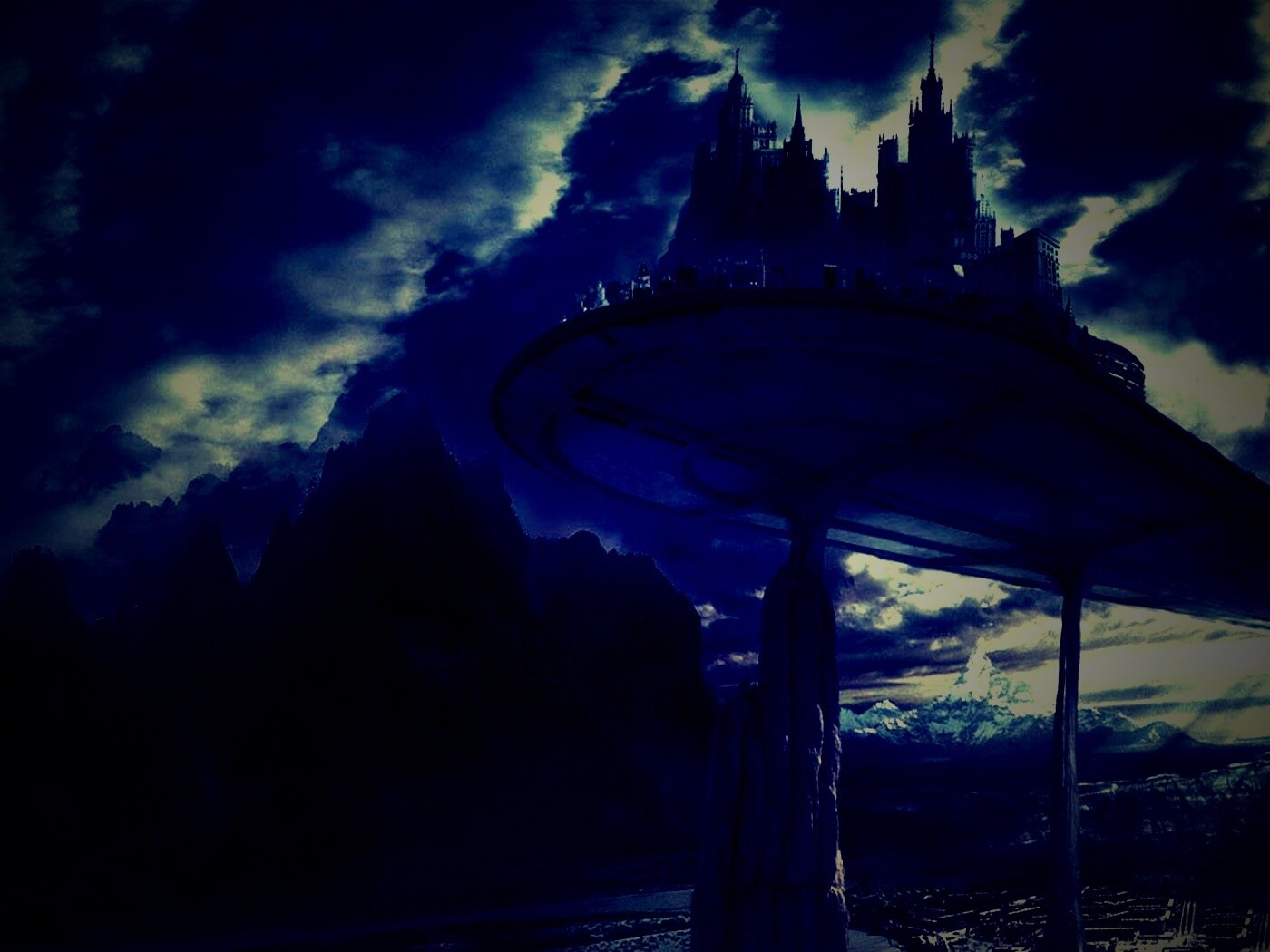 Город на вершине скал обои