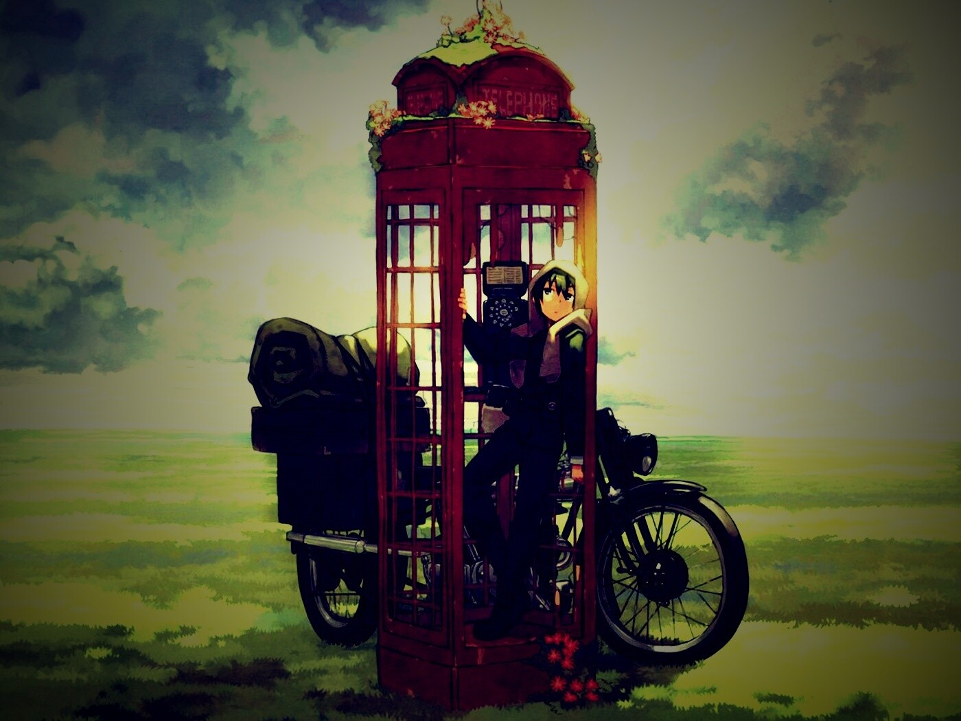 Парень в телефонной будке обои